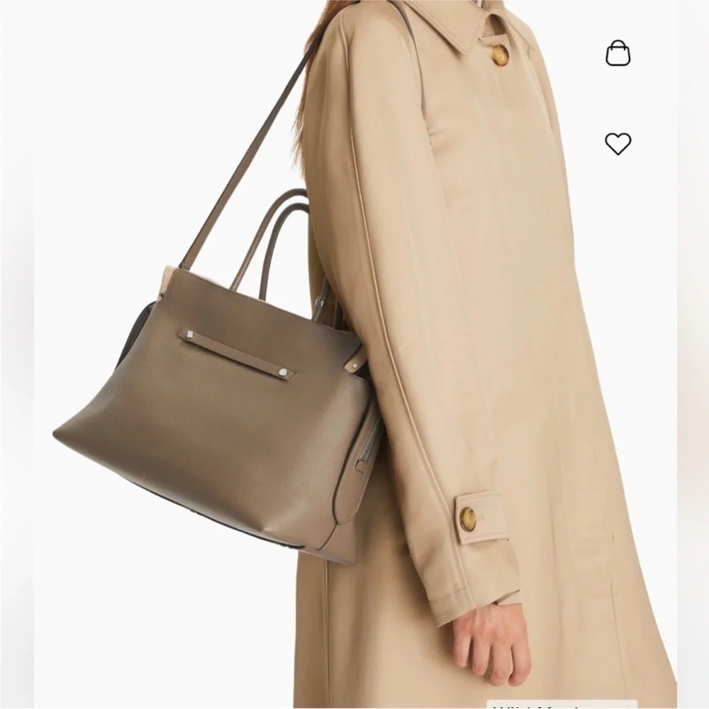 Tory Burch Mercer Large Pebbled Leather Satchel Bag Elegant Tan